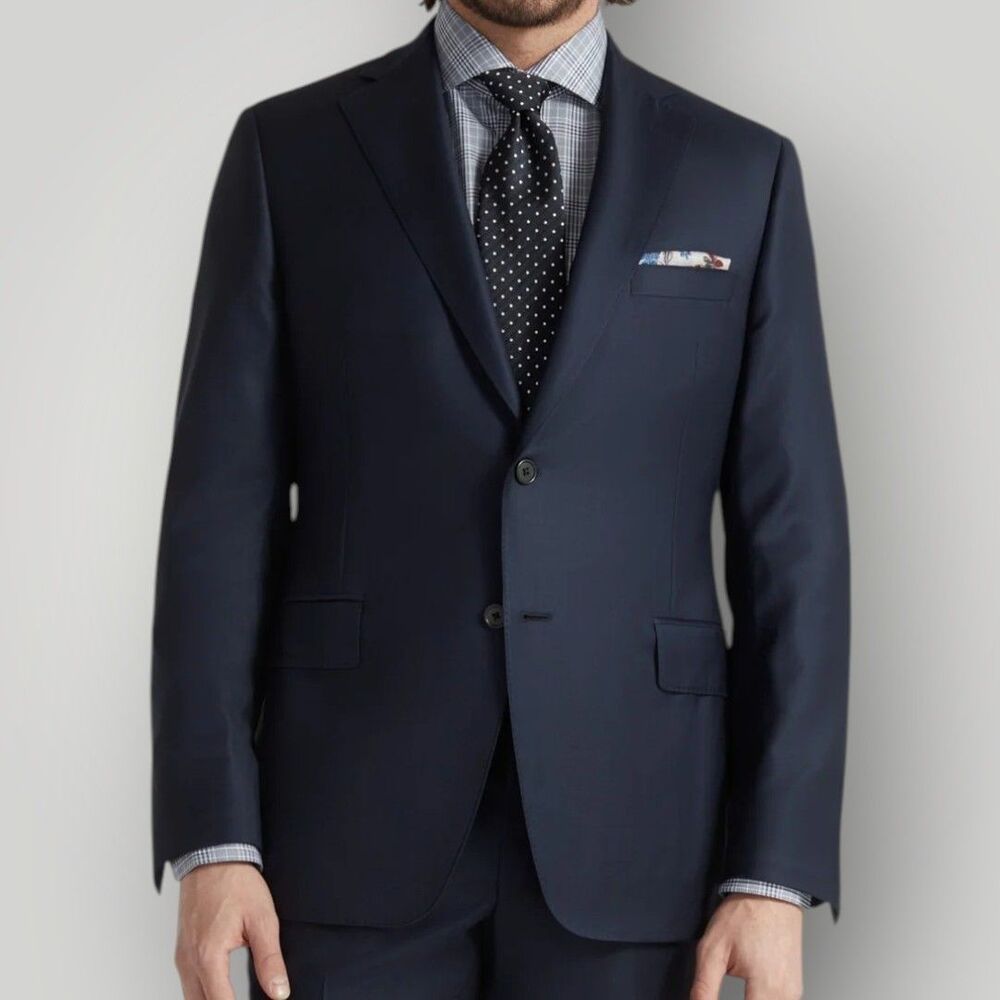 TOMMY HILFIGER Mens Blazer Sport Coat 2-Button Jacket 44R Navy Wool Blend